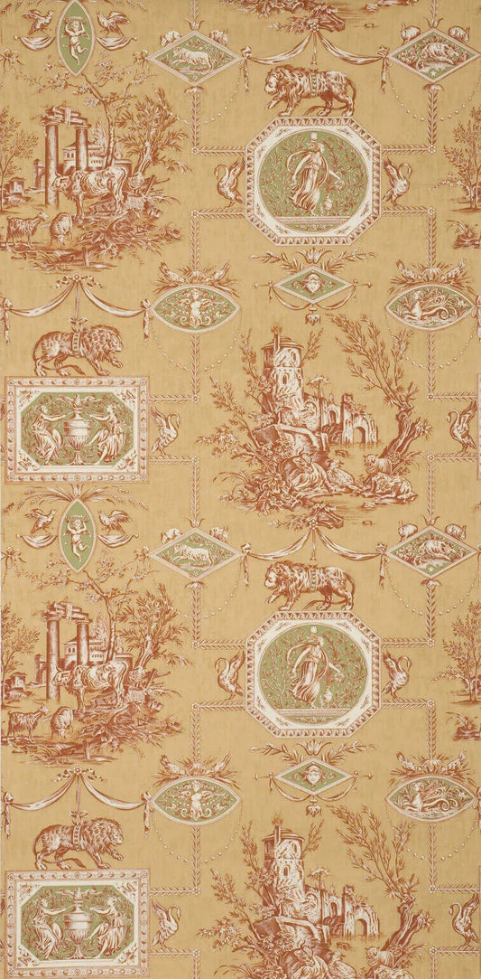 Pierre Frey Wallpaper Les Muses Et Le Lion - Copper