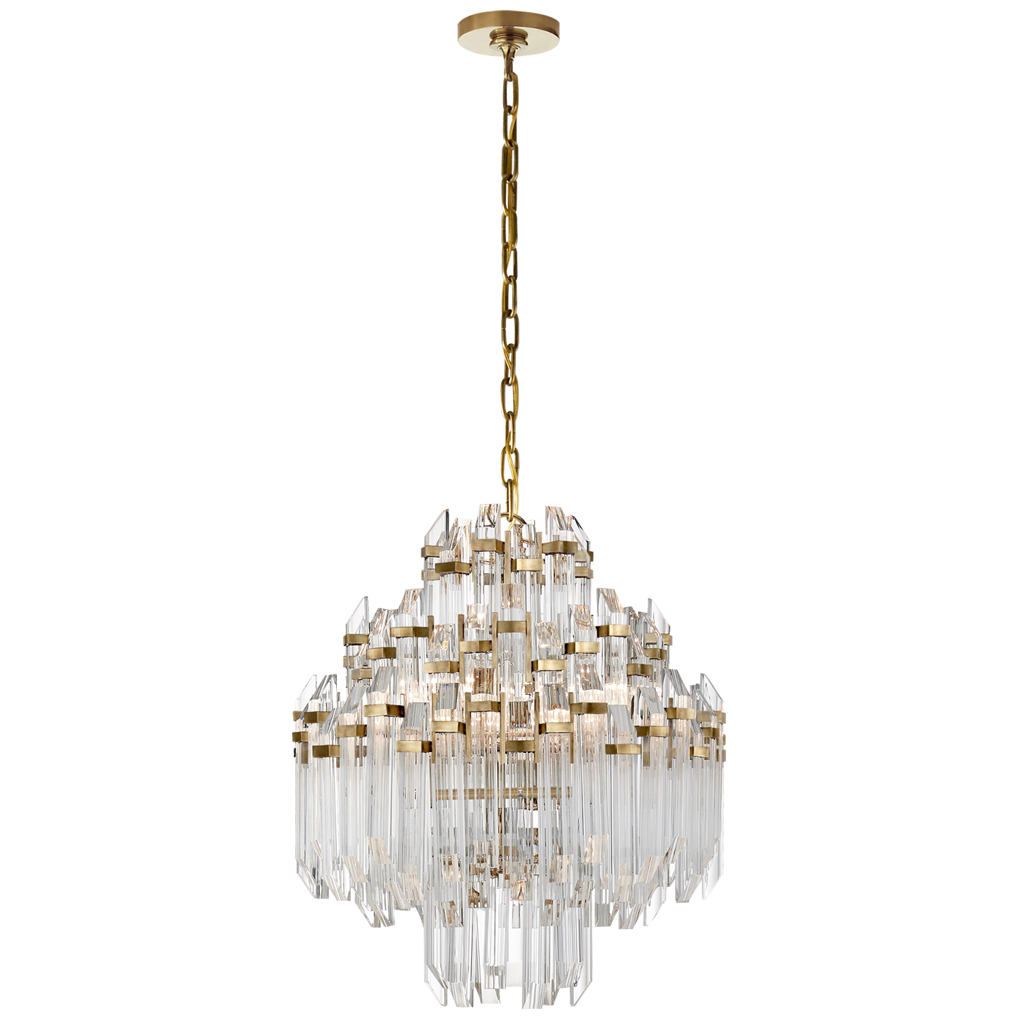 Adele Four Tier Waterfall Chandelier in Hand-Rubbed Antique Brass