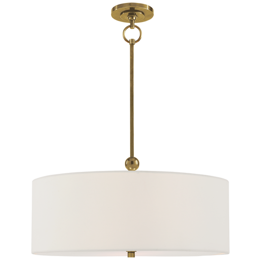 Reed Hanging Shade - Hand-Rubbed Antique Brass with Linen Shade