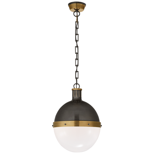 Hicks Large Pendant in Bronze with Antique Brass