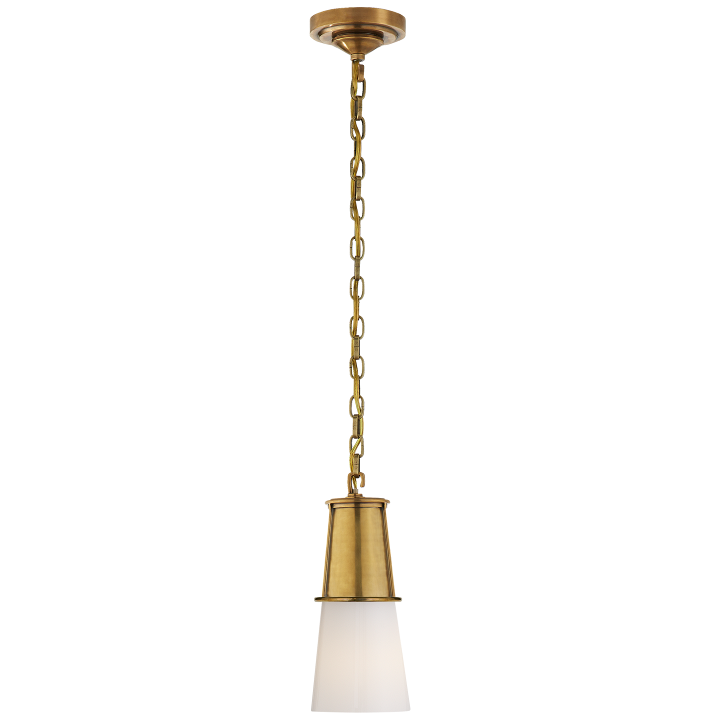 Robinson Small Pendant - Hand-Rubbed Antique Brass with White Glass