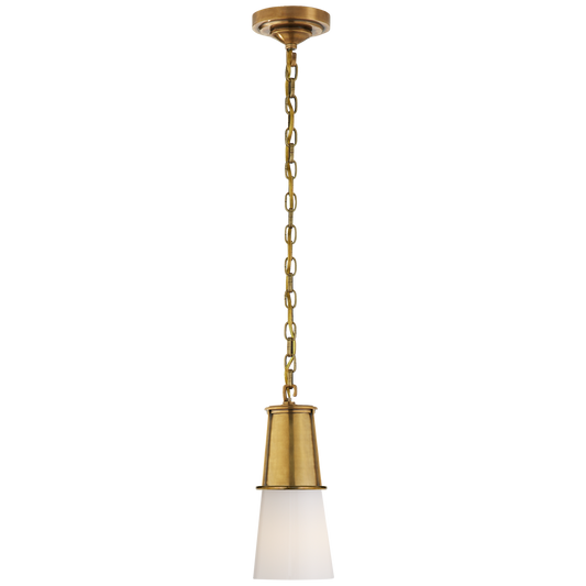 Robinson Small Pendant - Hand-Rubbed Antique Brass with White Glass
