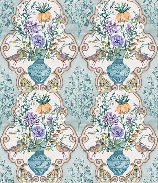 Osborne & Little | Sundara wallcovering - Aqua / Voilet