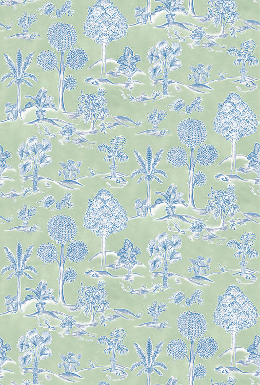 Osborne & Little | Karuna wallcovering - Apple / Denim