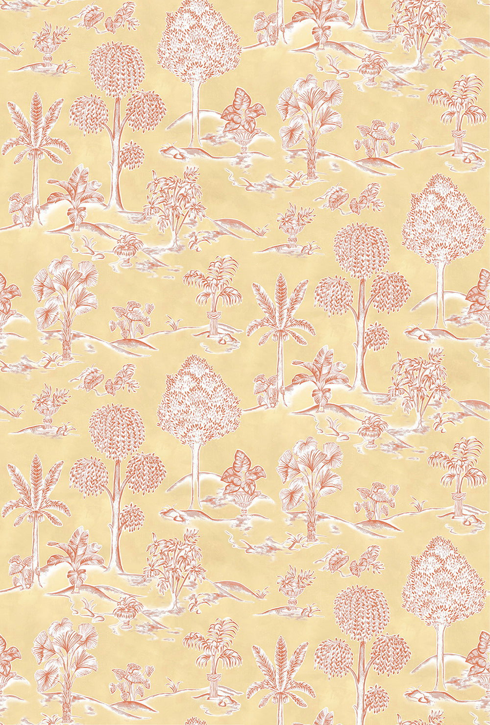 Osborne & Little | Karuna wallcovering - Dandelion / Terracotta