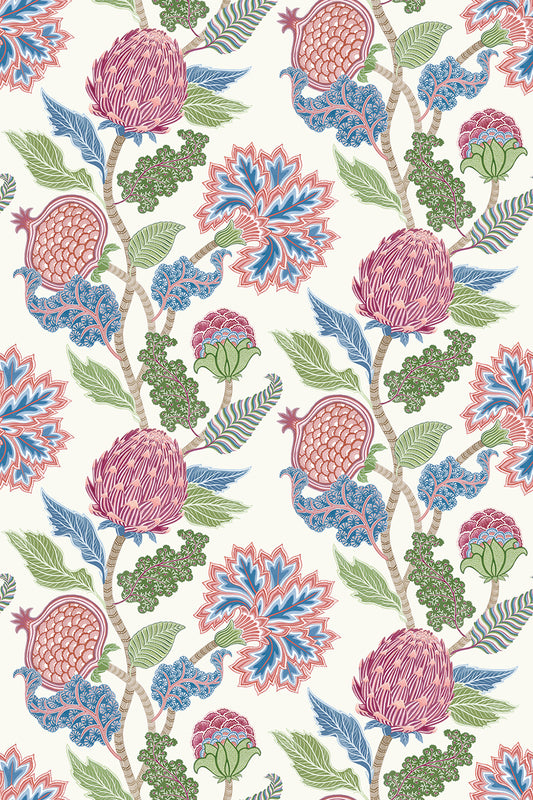 Osborne & Little | Cynara wallcovering - Raspberry / Cobalt