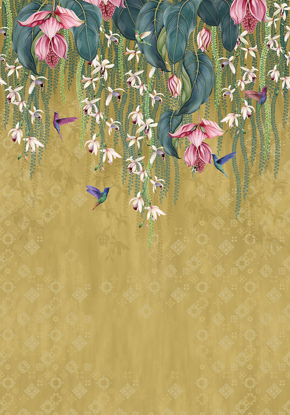 Osborne & Little | Trailing Orchid wallcovering - Metallic Gold