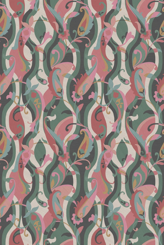 Osborne & Little | Castillo wallcovering - Celadon / Rose