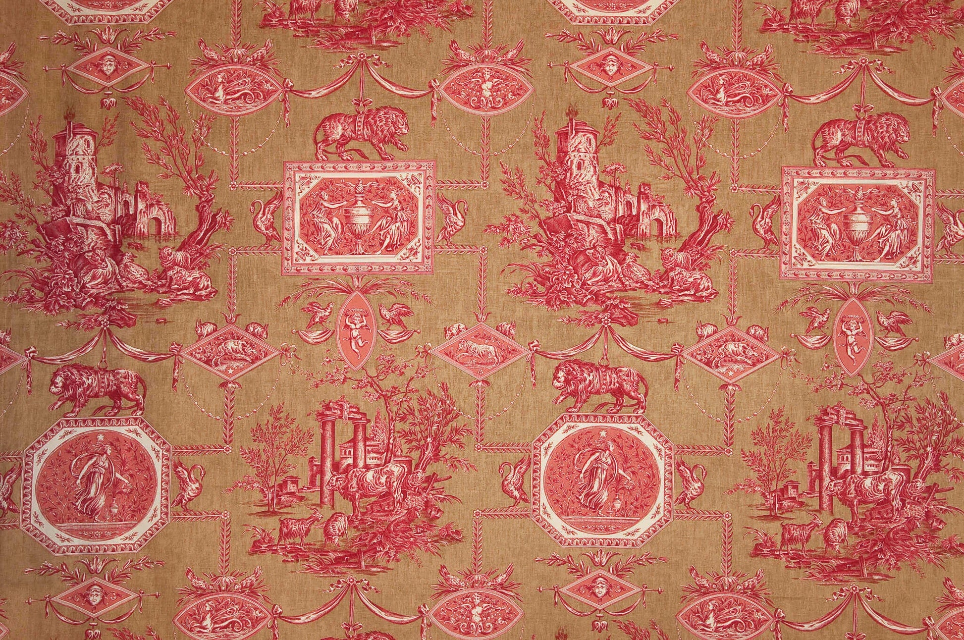 Pierre Frey Les muses et le lion - Brun Rouge